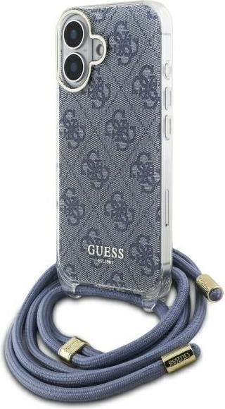 Immagine prodotto Guess GUHCP16SHC4SEB iPhone 16 6.1" niebieski/blu custodia rigida Crossbody Cord 4G Print
