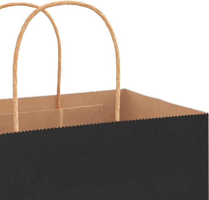 Produktbild VidaXL Kraftpapiertüten 50 Stk. mit Henkel Schwarz 22x11x28 cm Papiertüte (Geschenktüte, 50 x)