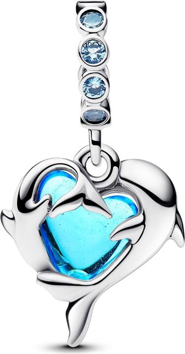 Actual product image Pandora Blue Murano Glass Dolphins Dangle Charm (Murano glass)