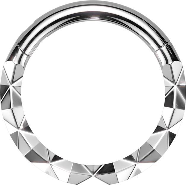 Produktbild Star Piercing Micro Segmentring klappbar silber front X facettiert (ohne Messing, Chirurgenstahl 316L)