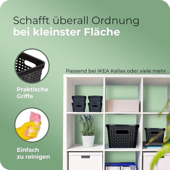 Image du produit Novaliv 3er Set Aufbewahrungsbox mit Deckel Küche 5L Schwarz Kunststoff Rattan-Optik Küche Aufbewahr (5 l)