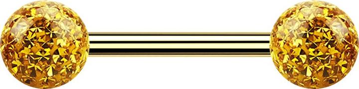 Star Piercing Barbell vergoldet mit zwei Kristallkugeln topaz Epoxy Schutzschicht (Titan G23, ohne Messing)