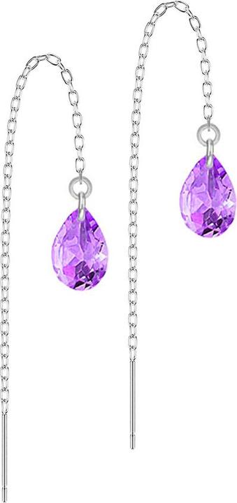 Image du produit Star Piercing Ohrstecker silber freifallende Kette Tropfen Kristall violett (sans laiton, Acier chirurgical 316L)