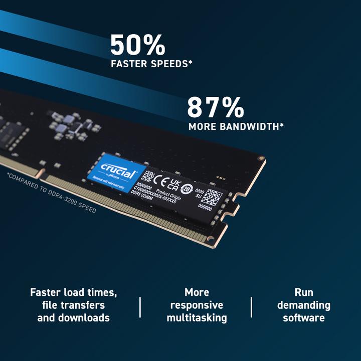 Actual product image Crucial Desktop Memory (2 x 16GB, 4800 MHz, DDR5 RAM, DIMM)