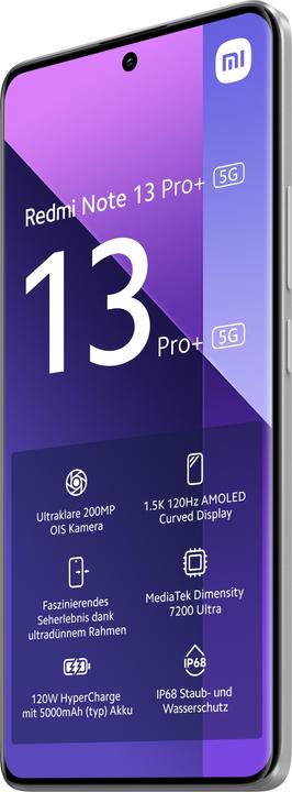 Image du produit Xiaomi Redmi Note 13 Pro+ 5G (512 Go, Blanc clair de lune, 6.67", Double SIM, 200 Mpx, 5G)