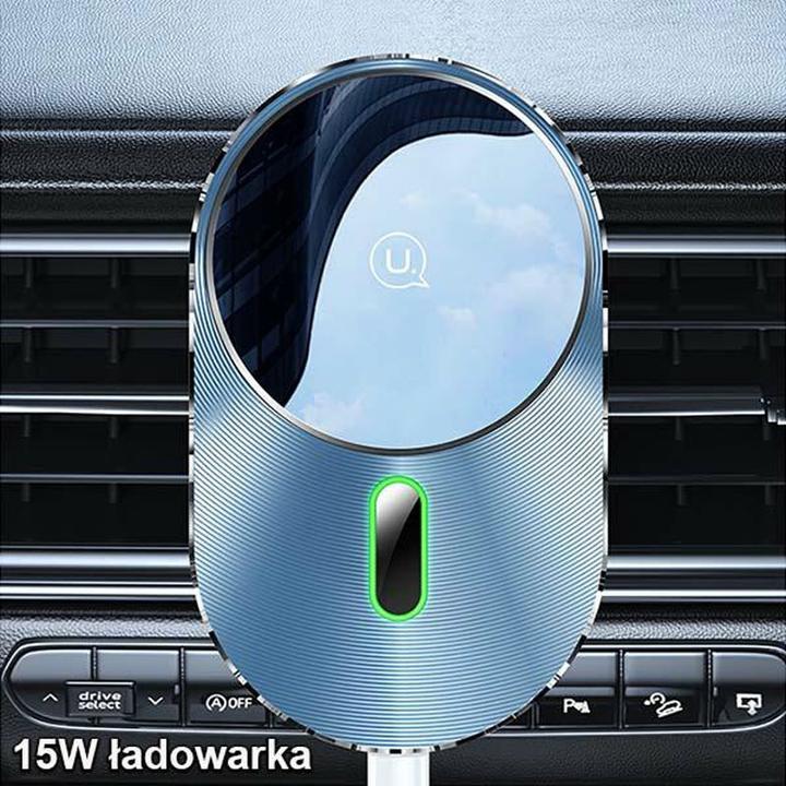 Image du produit Usams Uchwyt indukcyjny Magnetic Car Wireless Charging 15W do kratki went. szary/grey CD170DZ01 (US-