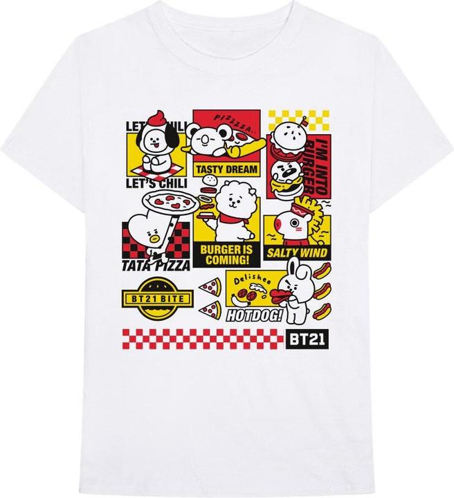 BT21 Unisex Adult Bite Fast Food Cotton T-Shirt (M)