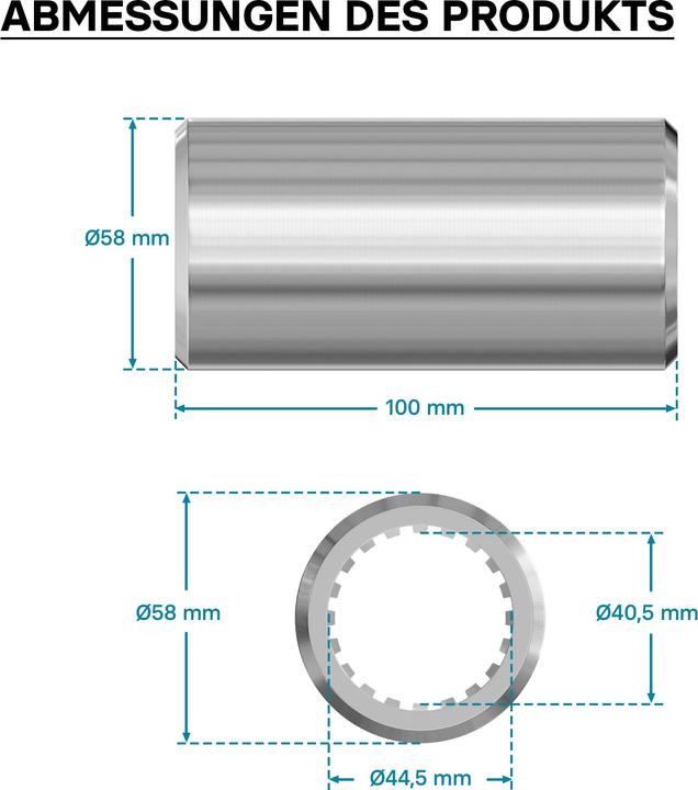 Produktbild Wiltec Zapfwellen Buchse E-Typ 100 mm Vielkeilwelle PTO-Shaft 1 3/4" Z20 20 Nut Traktor (Rasentraktor, Traktorzubehör)