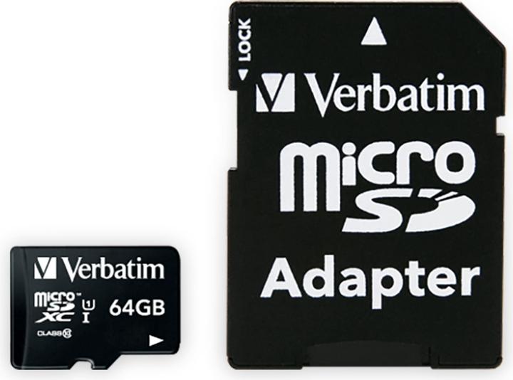 Verbatim Carte Micro SDXC de classe 10 (64 Go, microSDXC, U1, UHS-I)