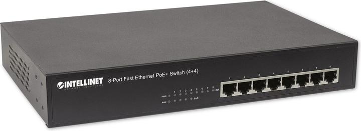 Actual product image Intellinet 8-Port Fast Ethernet PoE+ Switch 4 x PoE IEEE 802.3at/af Power-over-Ethernet Ports 4 x Standard R... (8 ports)