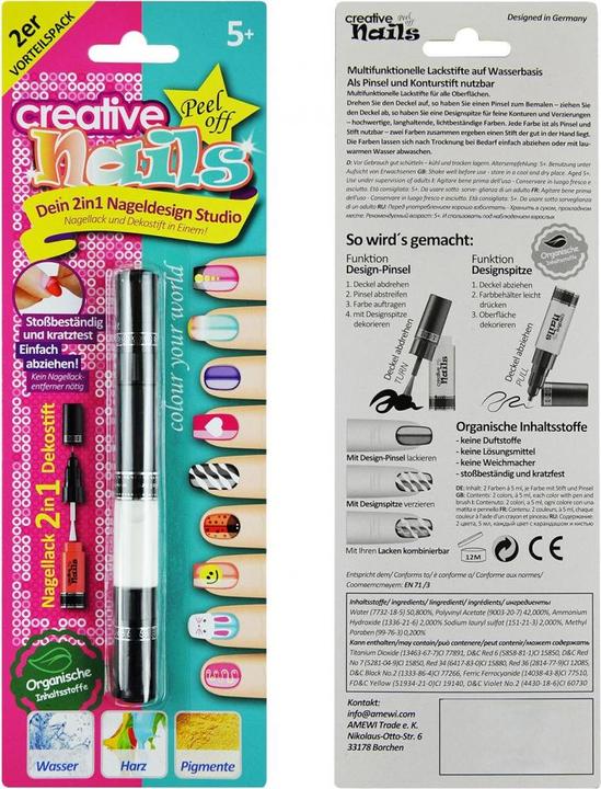 Produktbild Creative Nails Lackstift 2er (Nagellacktrockner, Weiss, Schwarz)