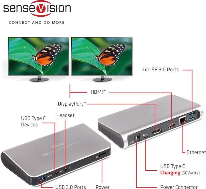 Produktbild Club 3D USB Typ C MST Dock mit Ladefunktion (USB-A, 1 Ports)