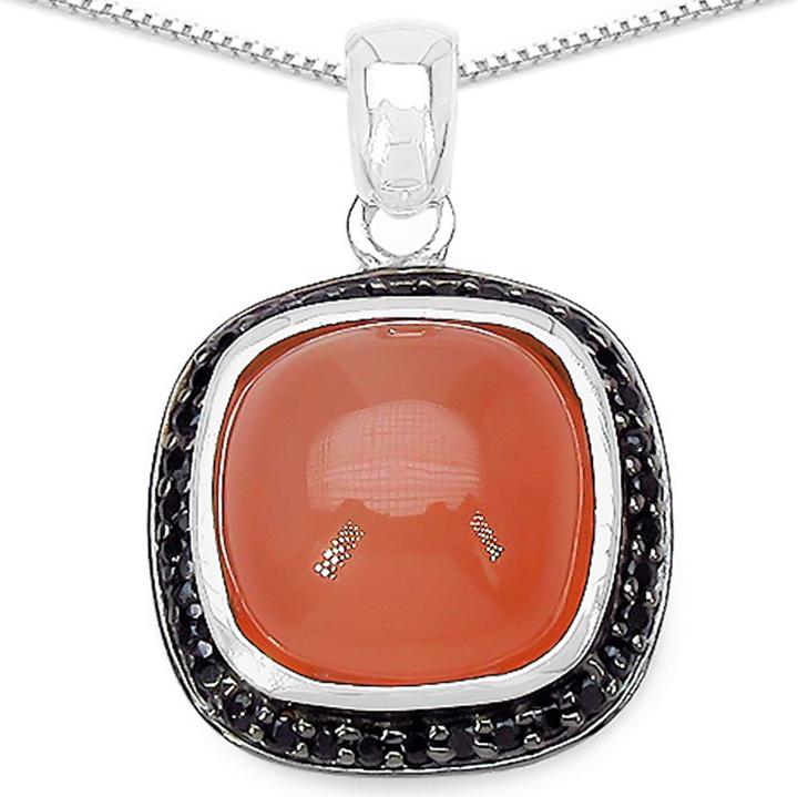 Produktbild Xen Anhänger mit Kette Peach Mondstein Cushion-Cabochon 45 cm 925 Silber (925 Sterling Silber, 45 cm)