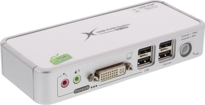 Produktbild InLine KVM Switch 2-fach DVI USB mit Audio inkl. 2 Kabelsaetze 1,2m