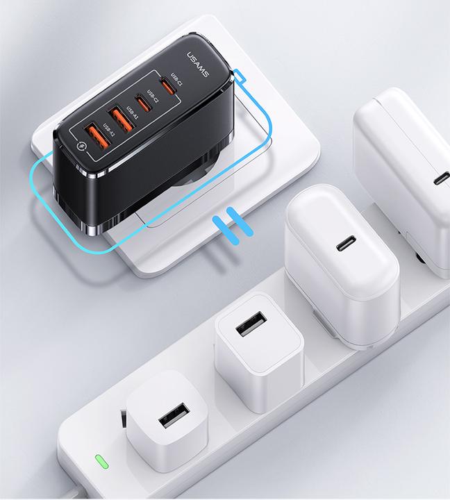 Actual product image Usams 4 Ports GaN Fast Charger (100 W)