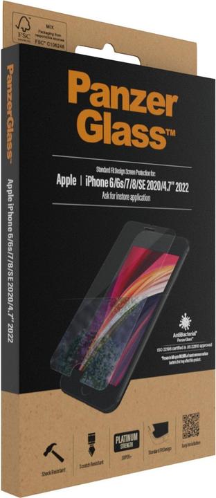 Actual product image PanzerGlass standard fit (1 Piece, Apple iPhone 6, Apple iPhone 6s, Apple iPhone 7, Apple iPhone 8, Apple iPhone SE (2nd Gen), Apple iPhone SE (3rd Gen))
