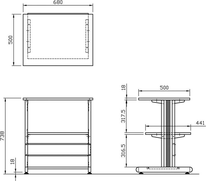 Produktbild Roline Druckertisch (68 x 50 x 74 cm)