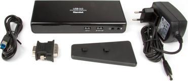 Produktbild Hamlet USB 3.0 Dual Display DVI und HDMI Docking Station, Hub mit 6 USB-Anschlüssen, LAN UND AUDI (USB-A, USB-B, 6 Ports)