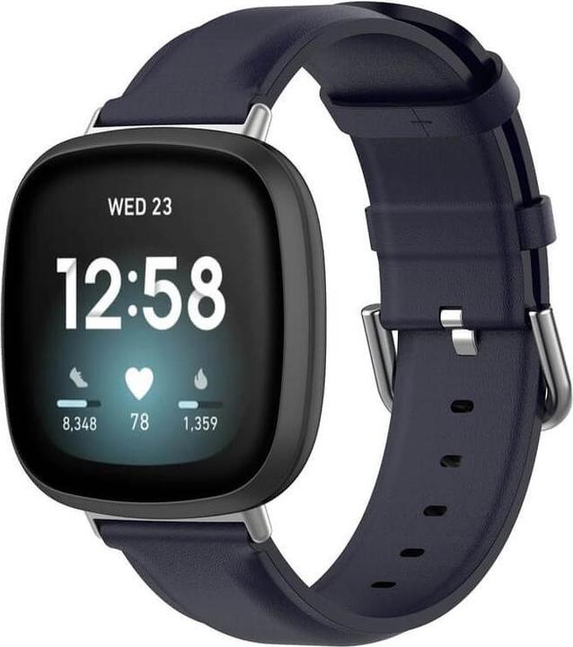Actual product image Cover-Discount Fitbit Versa / Sense - Leather bracelet dark blue (Faux leather, Versa 3, Sense)