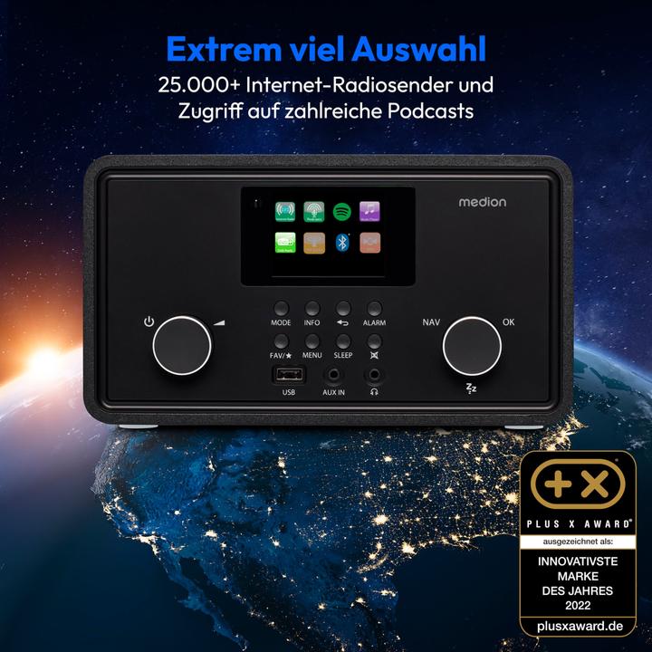 Image du produit Medion MD 88069 Radio Internet noir (Webradio, DAB+ DAB, AM, FM, Bluetooth, WiFi)