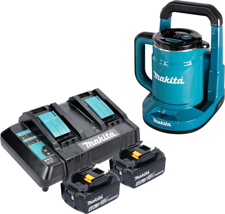 Produktbild Makita DKT 360 CM2 Akku Wasserkocher 36 V ( 2x 18 V ) 0,8 L + 2x Akku 4,0 Ah + Doppelladegerät (0.80 l)