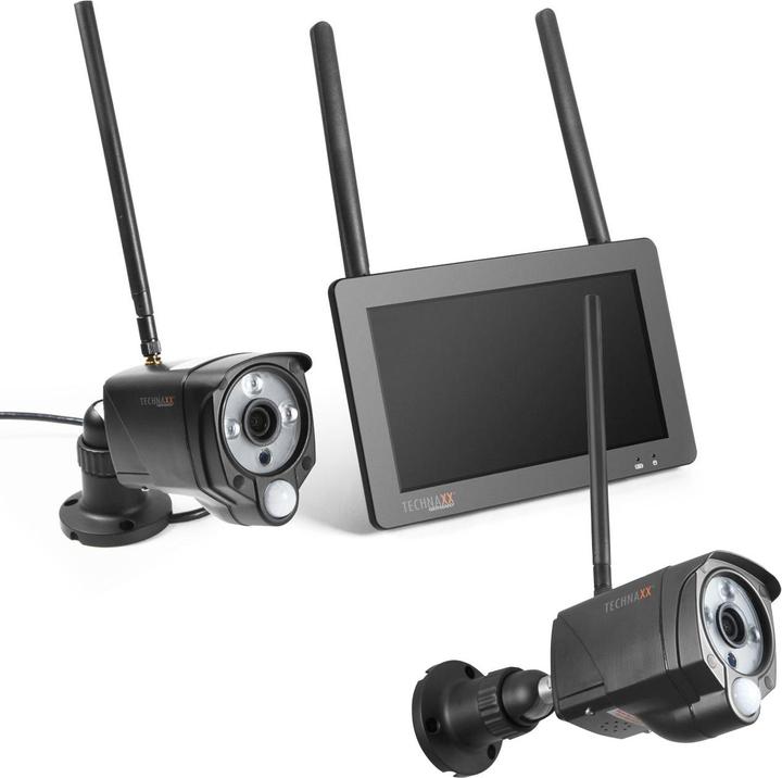 Actual product image Technaxx Wireless surveillance camera set, 7" touchscreen receiver, 2 FullHD IP cameras