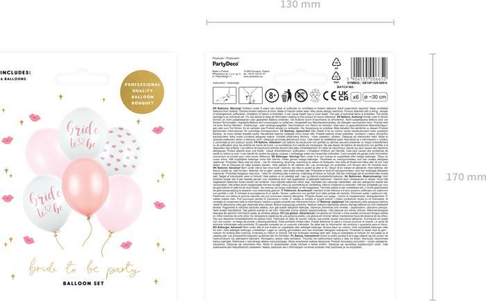 Actual product image Partydeco Balloons 30 cm, Bride to be, mix (1 pkt / 6 pc.) (6 x)