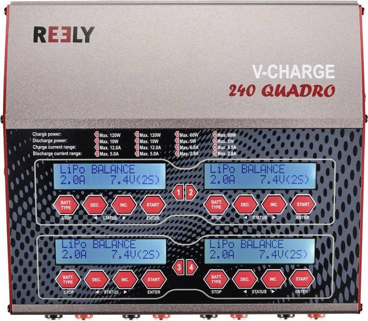 Immagine prodotto Reely V-Charge 240 Quadro, caricatore multifunzione 12 V, 230V 12A LiPo, LiIon, LiFePO, LiH