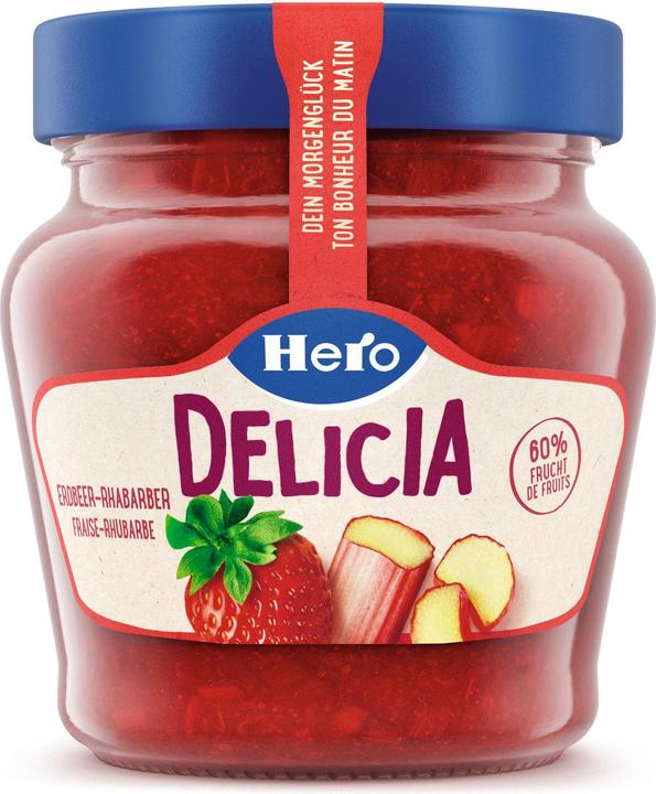 Produktbild Hero Delicia Erdbeer-Rhabarber Konfitüre 320 g (520 g)
