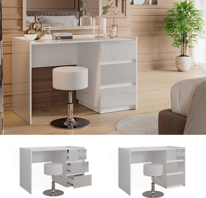 Produktbild Vicco Schminktisch Marla, Weiss Hochglanz, 120 cm mit Hocker (120 x 60 x 79 cm)
