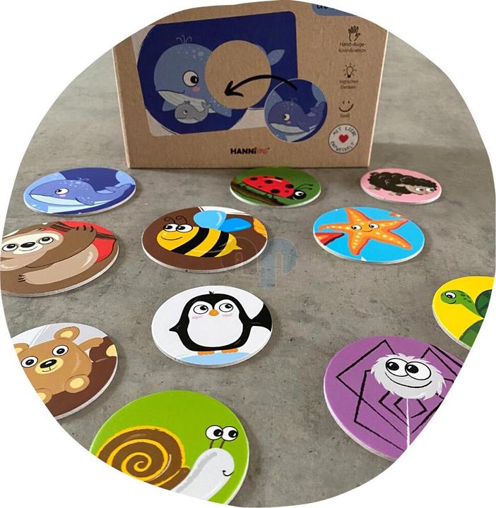 Produktbild Hanniline Puzzle-Karten - Tiere und Farben (13 beiseitig bedruckte Karten) ab 16 Monaten (13 Teile)