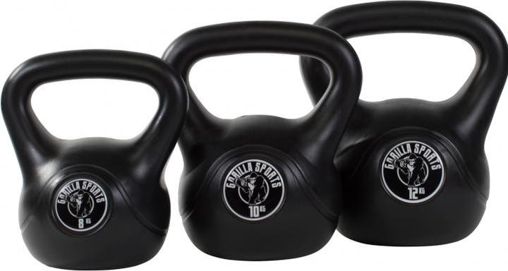Gorilla Sports Kettlebell Kunststoff (1 x 8 kg, 1 x 10 kg, 1 x 12 kg)