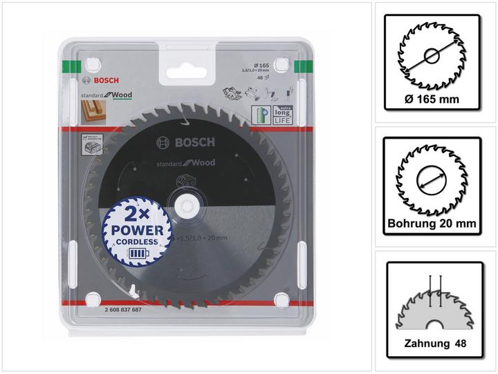 Produktbild Bosch Professional Zubehör PRO Wood cordless Kreissägeblatt, 165 x 1,5 x 20 mm