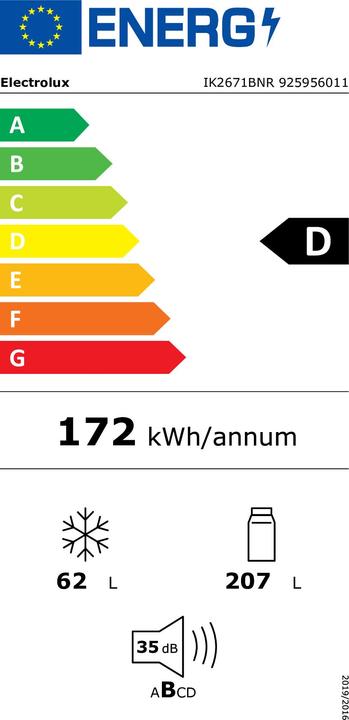 Energie-Label Electrolux IK2671BNR (269 l)