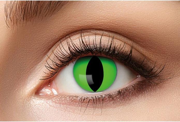 Produktbild Fasnacht Kontaktlinsen grüne Katze (Schwarz, Grün)