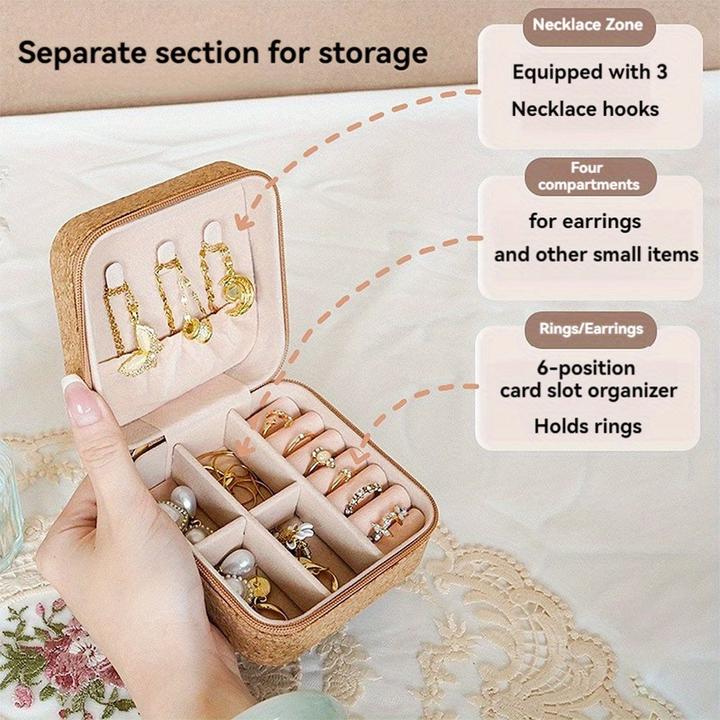 Actual product image Only-Bags.Store Coffret à bijoux 4 pièces en similicuir bohème chic et artisanal - Organiseur de voyage portable