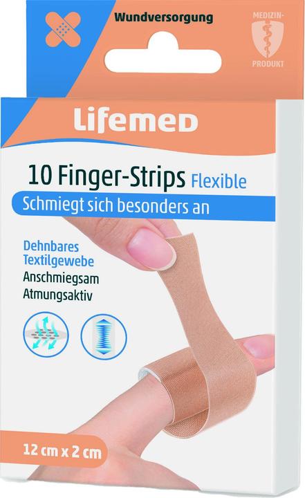 Lifemed Finger Strips "Flexible" 12 x 2 cm skin-coloured (10 x)
