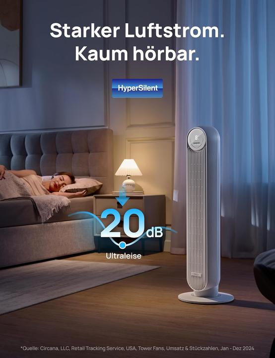 Image du produit Dreo Leiser Turmventilator mit Fernbedienung und Timer (28 dB)