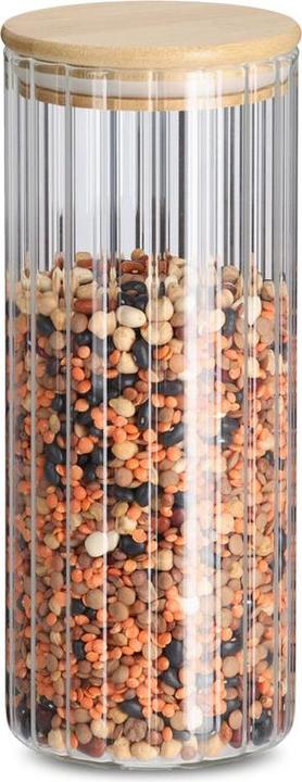 Actual product image Zeller Present Storage jar "Rillen" w. bamboo lid, 1100 ml (1.10 l)