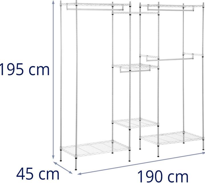 Produktbild Royal Catering Garderobenständer Metall Kleiderständer Wäscheständer 189 x 45 x 196 cm 210 kg