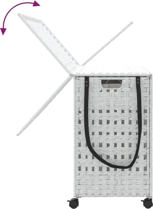 Productafbeelding VidaXL Wasmand met wielen Wit 66x35x60 cm Rotan, kleur