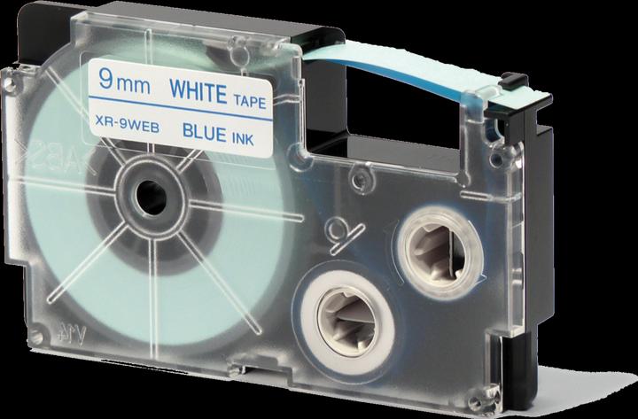 Casio Schriftband für Label Printer, 9 mm breit, 8 m lang blau auf weiss (XR-9WEB) (0.90 cm, Blau)