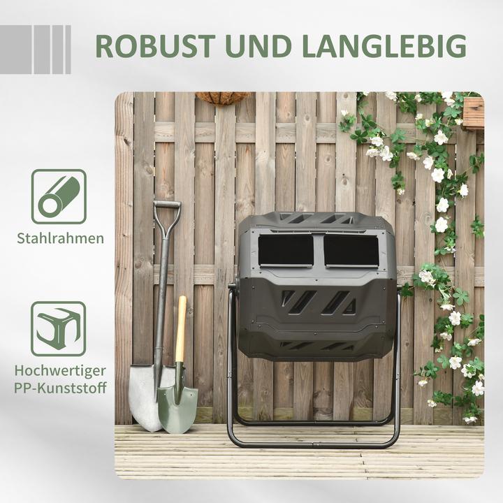 Actual product image Outsunny Compost drum with 2 chambers (160 l)