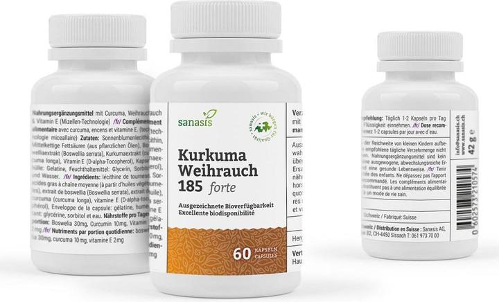 Actual product image Sanasis Turmeric Frankincense 185 forte without polysorbate capsules (60 Piece, Capsules, 63 g)