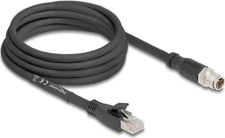 Actual product image Delock M12 cable X-coded 8 pin plug to RJ45 plug Cat (S/FTP, CAT5e, 3 m)