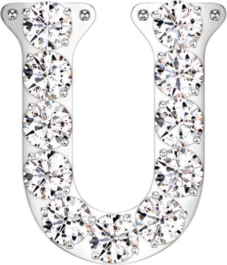 Star Piercing Threadless silber mit Kristallen silber Buchstabe U (ohne Messing, Titan G23)