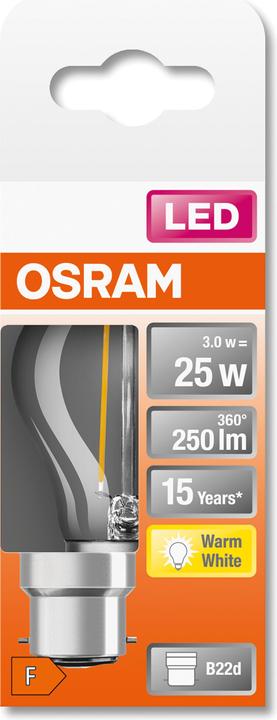 Produktbild Osram Led Retrofit Classic P (B22d, 2.50 W, 250 lm, 6 x, F)
