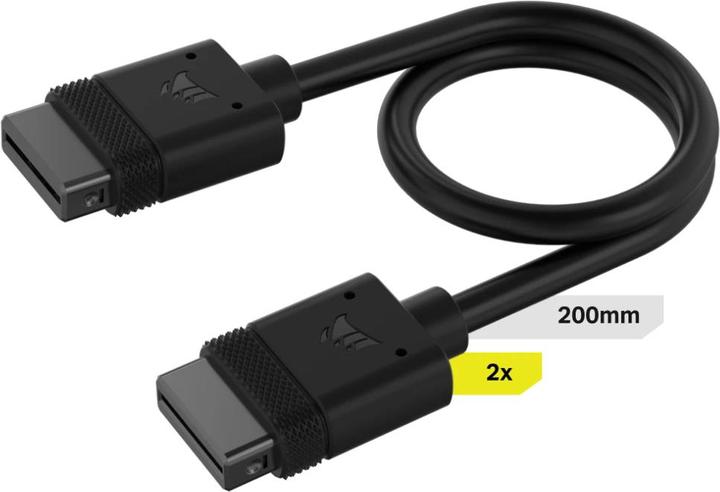 Corsair Cavo iCUE LINK, 2x 200 mm con connettori diritti, nero