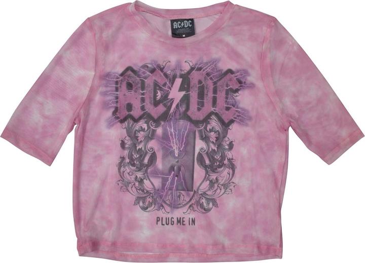 Actual product image AC/DC Womens/Ladies Plug Me In Mesh Long-Sleeved Crop Top (XXS)