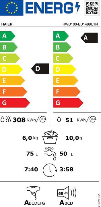 Energie-Label Haier Waschtrockner HWD100BD1499U1NS Links